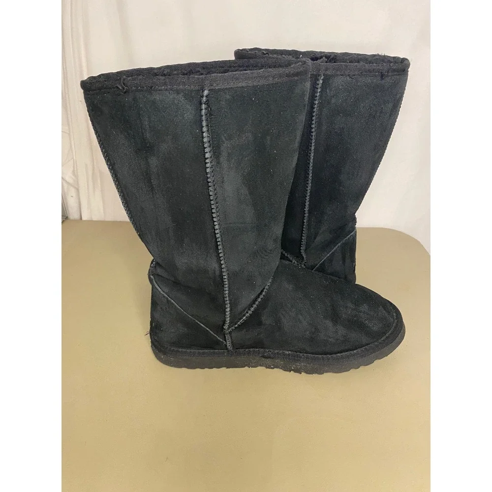 UGG Australia Classic Mid Black Suede Shearling Boots Womens 8 5815